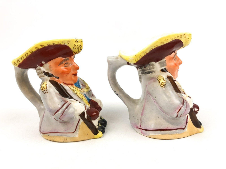 Occupied Japan Toby Style Mug Colonial Military Coffee Creamer Pitchers 2pk 2