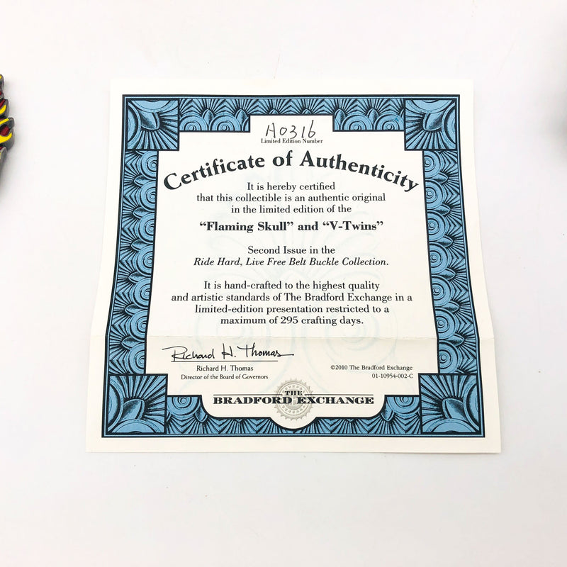 Pewter Belt Buckle Flaming Skull V-Twins Motorcycle Biker Lady Bradford Exchange