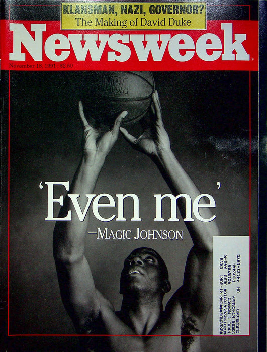 Newsweek Magazine November 18 1991 Magic Johnson Aids Epidemic LA Lakers NBA