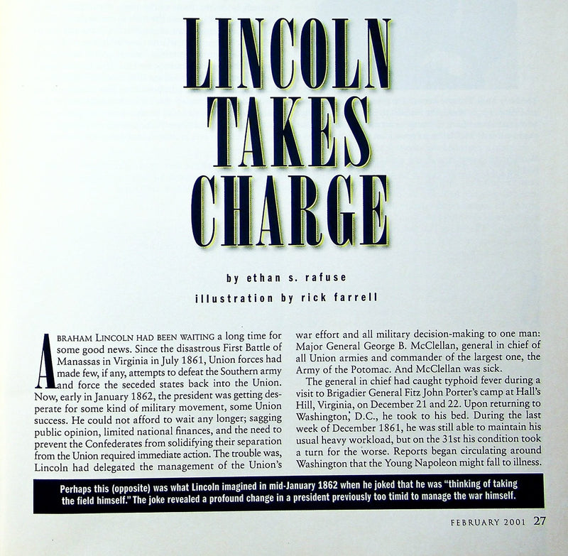 Civil War Times Illustrated February 2001 Lincoln in Crisis, U.S.S Monitor Dives 3