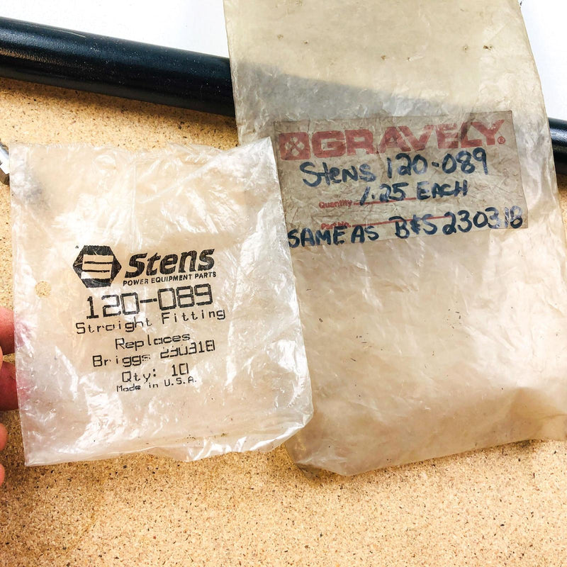 Stens 120-089 Straight Fitting Replaces Briggs and Stratton 230318 New Old Stock