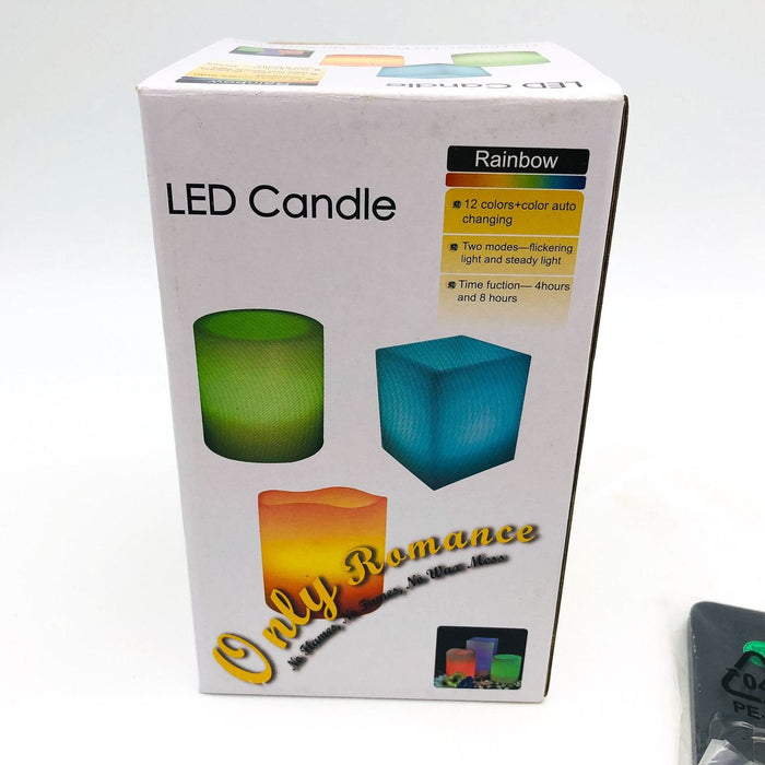 Flameless LED Glo-Candle Rainbow Wax Pillar No Flame Fire Melted Edge Remote 6" 6