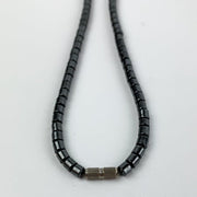 Beaded Pendant Necklace Hematite Barrell Bead with Pink Accent Oval 10.5" Ground 5