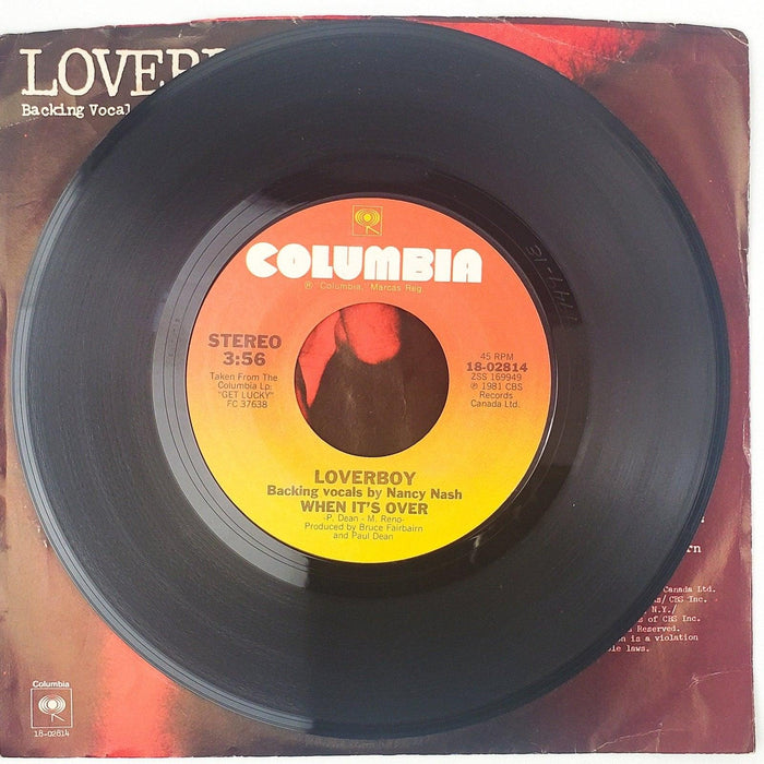 Loverboy When It's Over Record 45 RPM Single 18-02814 Columbia 1981 4