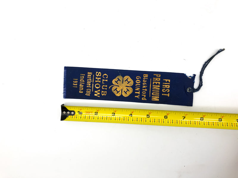 Vintage 4-H Club Show Ribbon First Premium Blackford Hartford Indiana 1930s