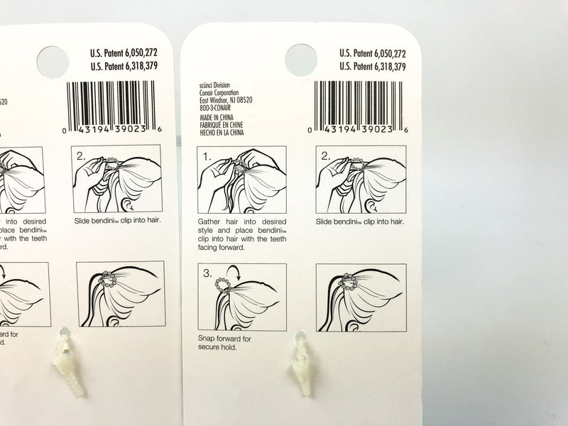 3-PK Scunci Bendini Clip Medium with Jewels Slide and Snap Pink Style 39023-A