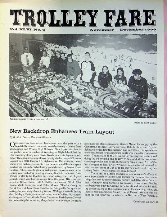 Trolley Fare Magazine Dec 1999 Toy Train Layout Backdrop Donated PA Museum