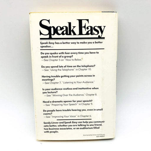 Speak Easy Hardcover Sandy Linver 1978 Public Speaking To The Top 2