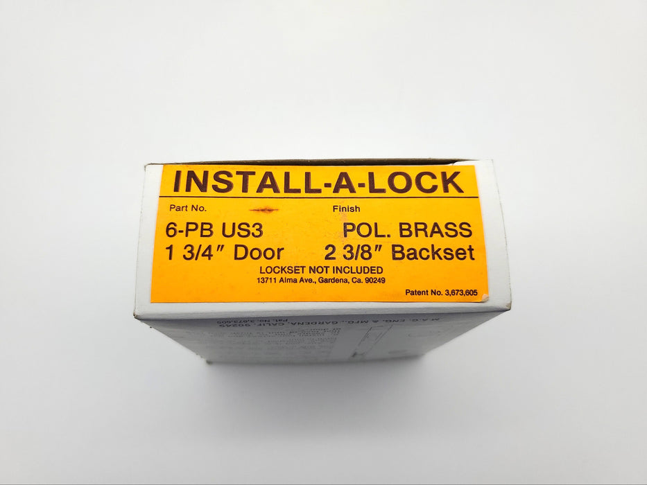 MAG Install A Lock Door Reinforcer Polished Brass 6-PB 1-3/4" DR 2-3/8" BS NOS