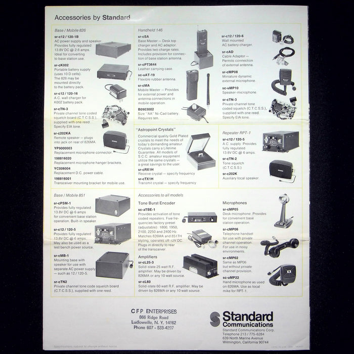 Standard Communications 2-Way Radio Brochures 766L, 790L & More Lot of 4