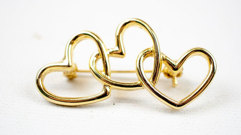 Gold Tone Brooch Vintage Rose Flower Heart Love Romance Gift for Her Lot of 2 5