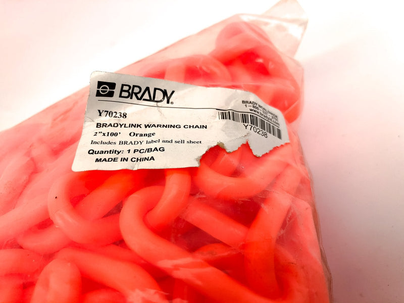 Plastic Safety Warning Chain Barrier Orange 100ft Polyethylene 2" Brady Y70238 5