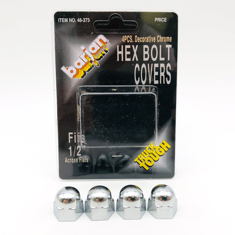 4pk Chrome 1/2" Hex Bolt Covers Metal Acorn Nut Caps Custom Car Truck Motorcycle