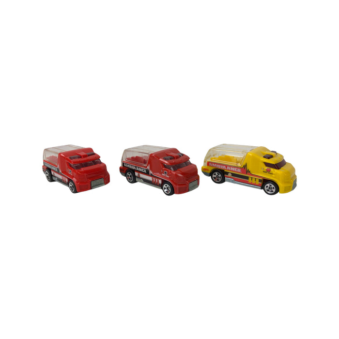 Hot Wheels Rapid Response Ambulance Red & Yellow Lot of 3 Malaysia 2010 Diecast