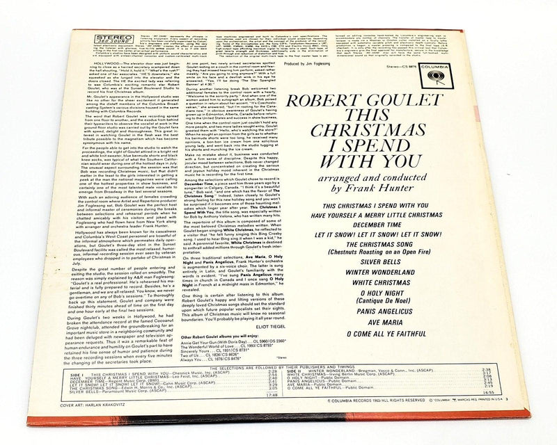 Robert Goulet This Christmas I Spend With You 33 LP Record Columbia 1963 CL 2076 2
