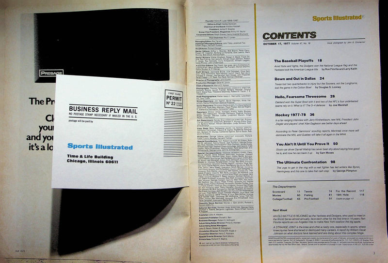 Sports Illustrated Magazine Nov 17 1977 Denver Broncos Rubin Carter Nose Tackle