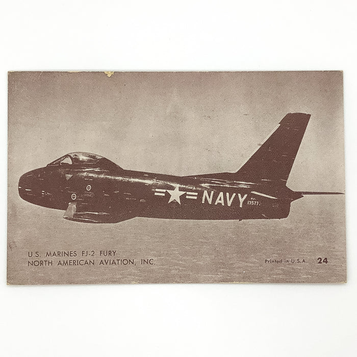 U.S. Marines FJ-2 Fury North American Aviation Ad #24 Fighter Jet Postcard Card 2