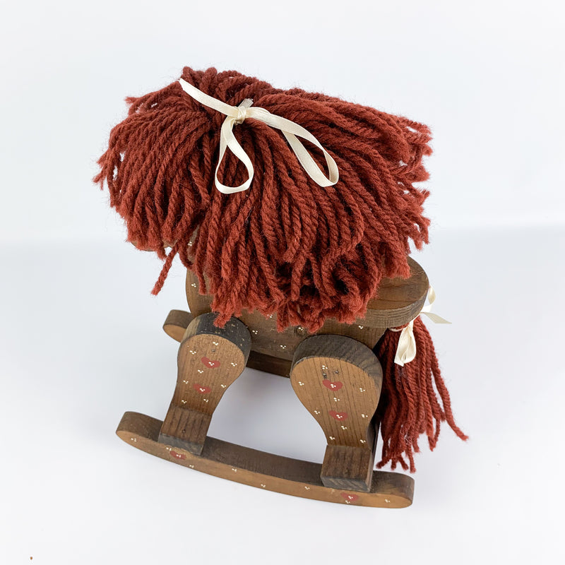 Small Wood Rocking Horse w/ Yarn Mane & Tail Decorative Folk Art
