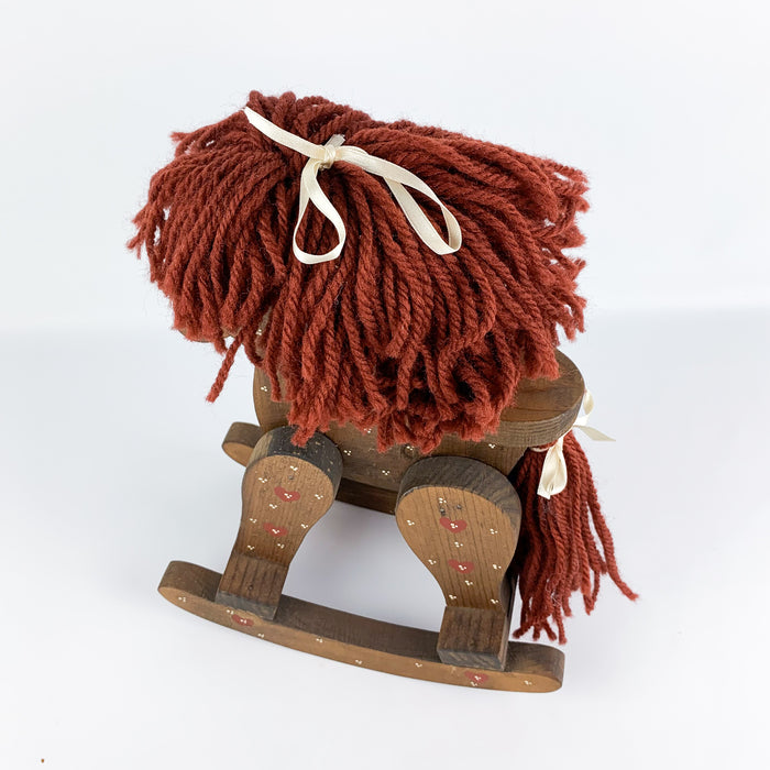 Small Wood Rocking Horse w/ Yarn Mane & Tail Decorative Folk Art