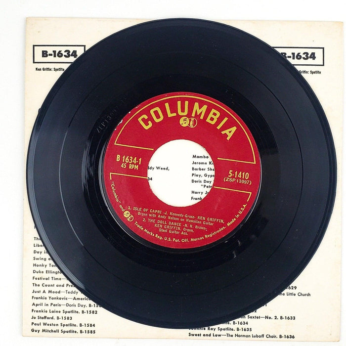 Ken Griffin Spotlite Record 45 RPM EP B-1634 Columbia 1953 4