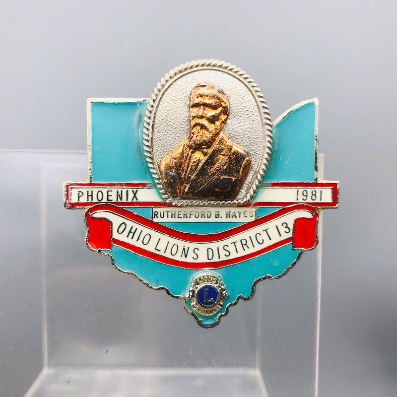 Vintage Lions Club Lapel Pin Presidential Series B Rutherford B Hayes Ohio 13