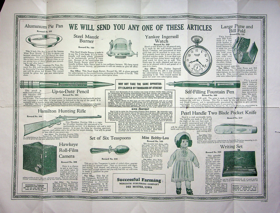 1930 Successful Farming Magazine Bird Contest Instructions Sheet Paper Iowa