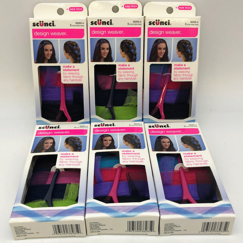 6 Packs Scunci Hair Accessory Design Weaver 5-Piece Kit Fabric Scarves 38285-A