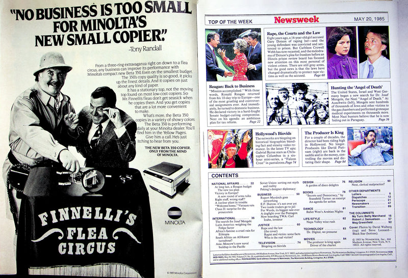 Newsweek Magazine May 20 1985 Josef Mengele WW2 German Gary Dotson Trial Law 2