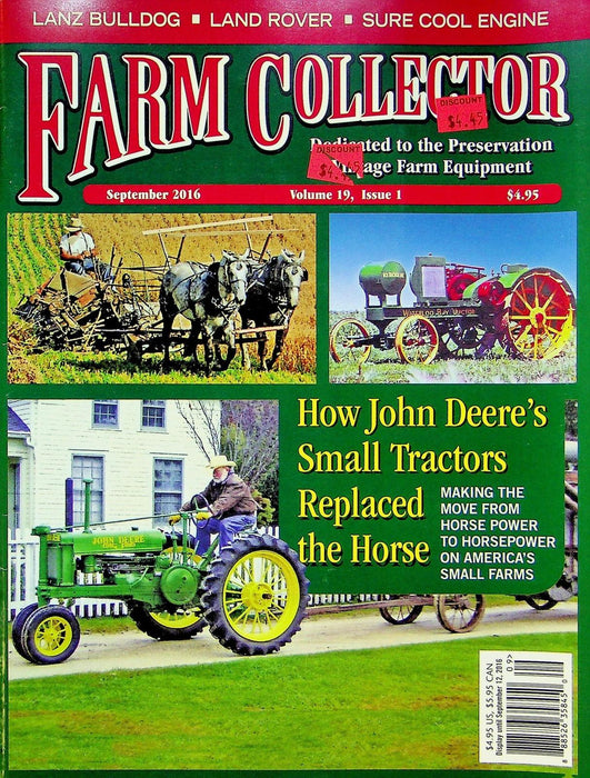 Farm Collector Magazine September 2016 Vol 19 # 1 Lanz Bulldog