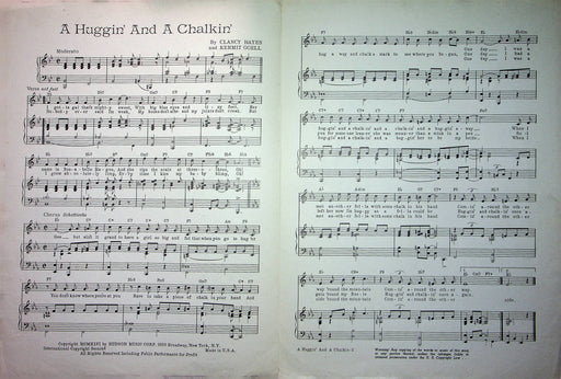 Johnny Mercer Sheet Music Huggin And Chalkin 1946 Kermit Goell Clancy Hayes 2