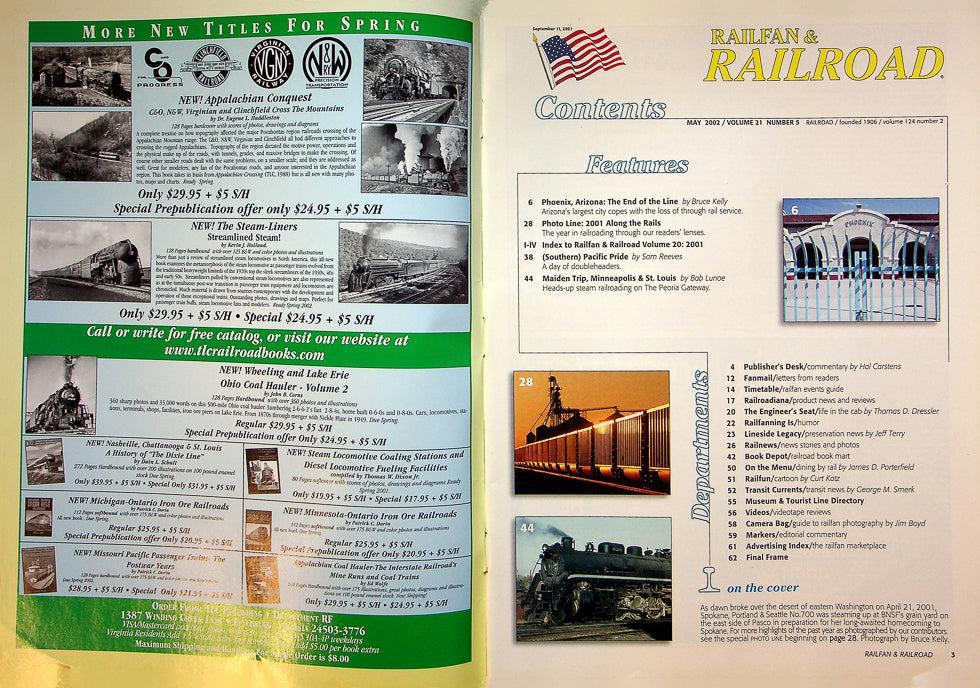 Railfan & Railroad Magazine May 2002 Vol 21 No 5 2001 Along The Rails