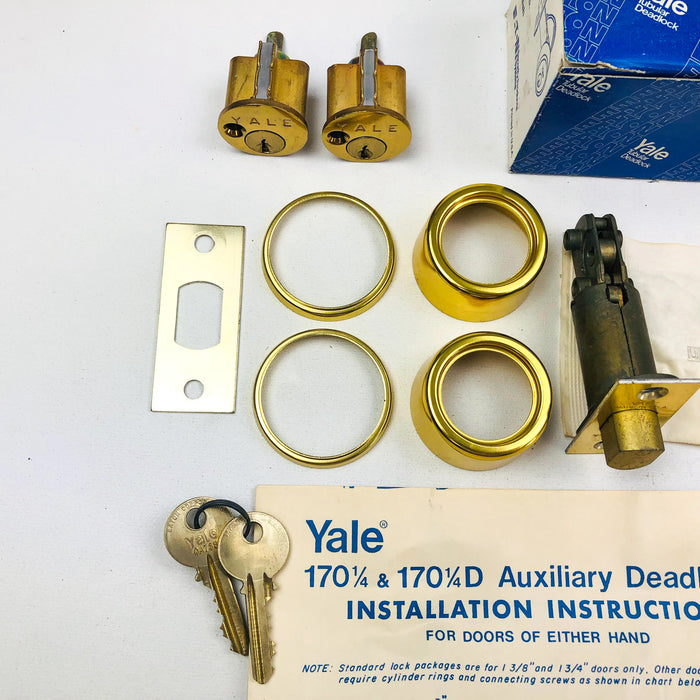 Yale Tubular Deadlock 6 Pin Cylinder Locks 170 1/4 US03 Bright Brass KA4 New NOS