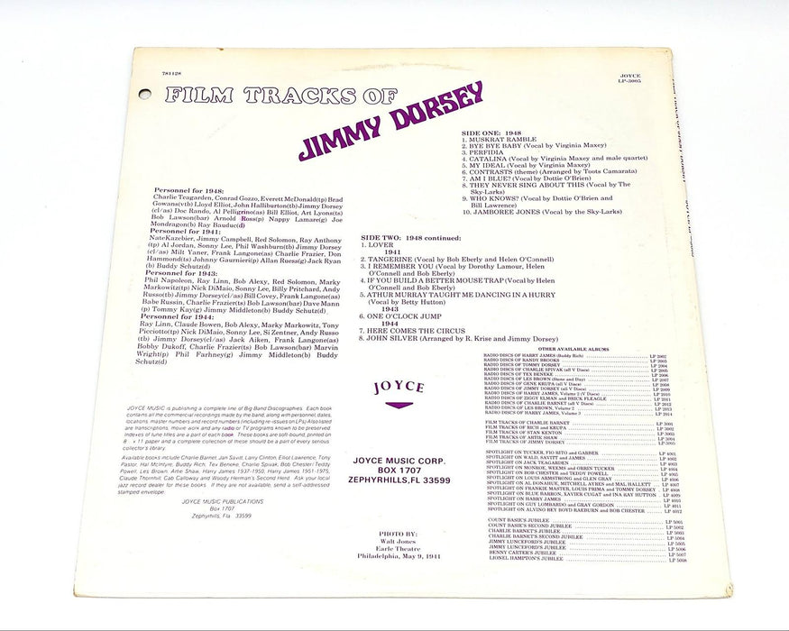 The Film Tracks of Jimmy Dorsey LP Record Joyce Muskrat Rumble, Tangerine & More 2