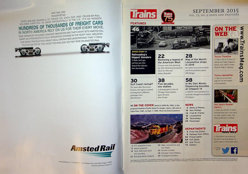 Trains Magazine September 2015 Vol 75 No 9 13 Biggest Blunders In Railroading