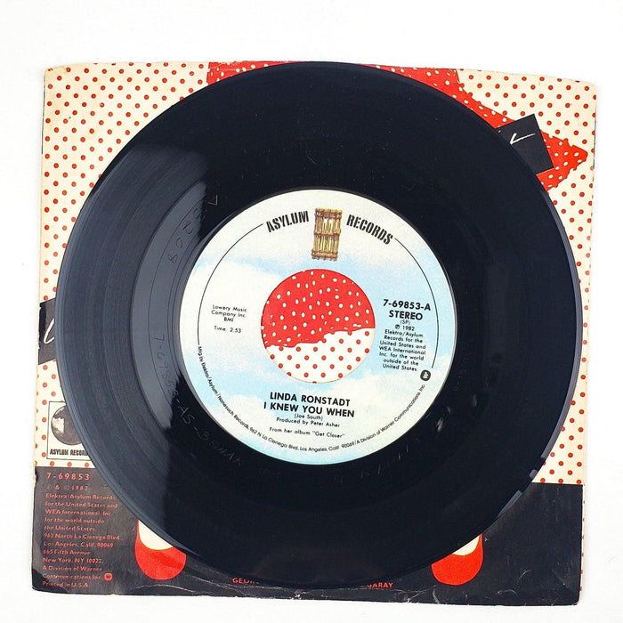 Linda Ronstadt I Knew You When Record 45 RPM Single 7-69853 Asylum Records 1982 3