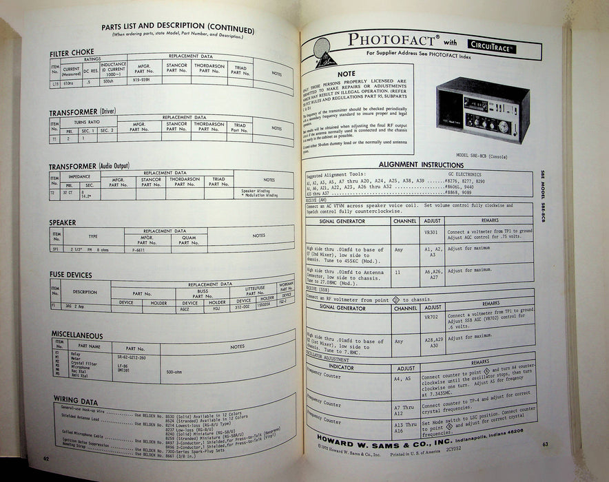 Sams Photofact CB Radio Series CB-41 August 1972 Fanon Pace Midland Teaberry SBE