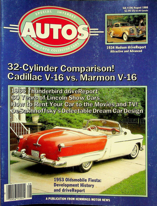 Special Interest Autos Magazine August 1988 1953 Oldsmobile Fiesta