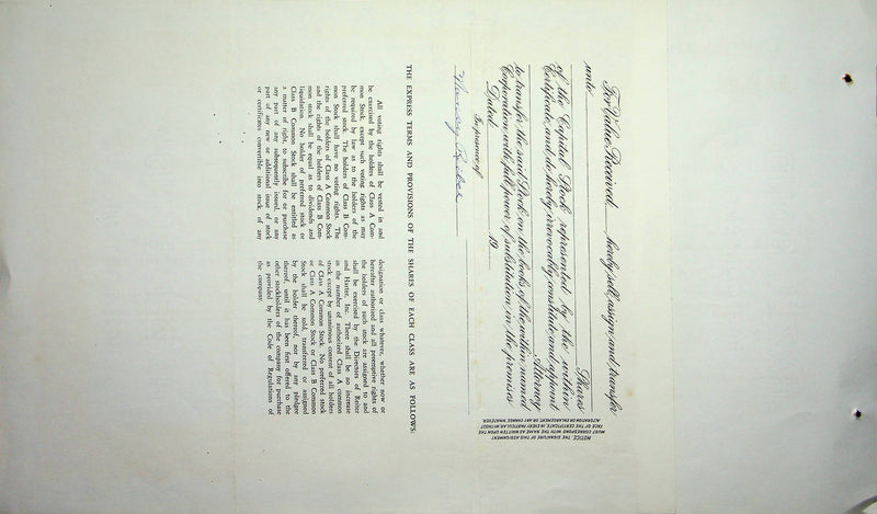 Reiter Dairy Company Stock Certificate Bond Scripophilly Akron Ohio 1969 No 351