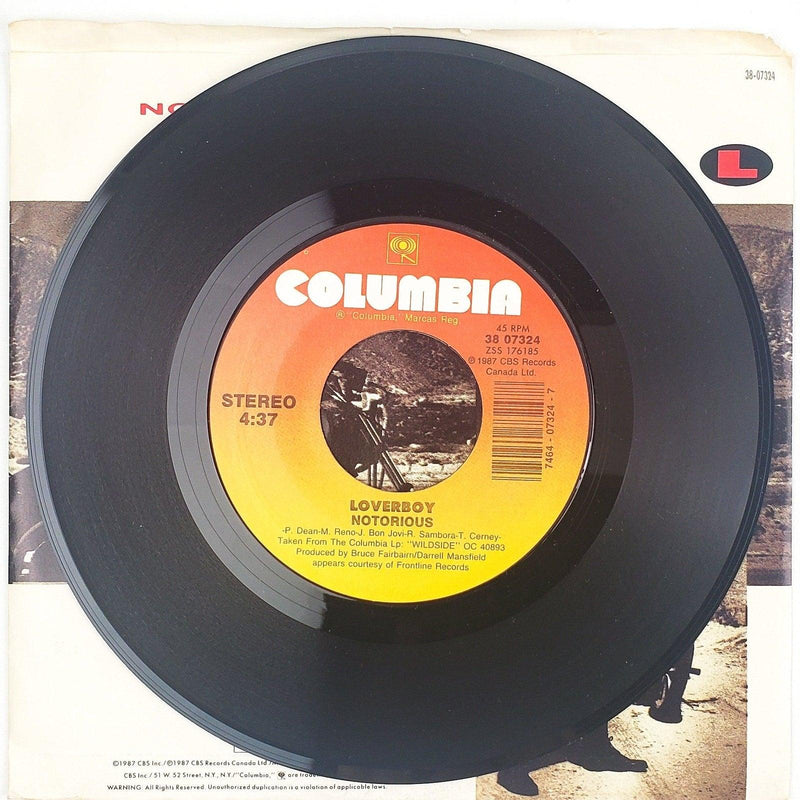 Loverboy Notorious Record 45 RPM Single 38-07324 Columbia 1987 3