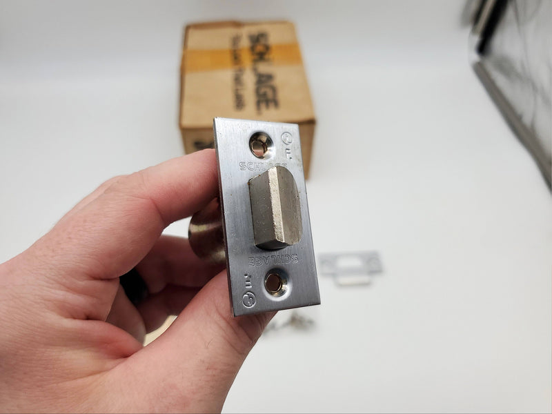 Schlage Door Knob Passage Latch Commercial Satin Chrome MET D10S 2-3/4 BS NOS