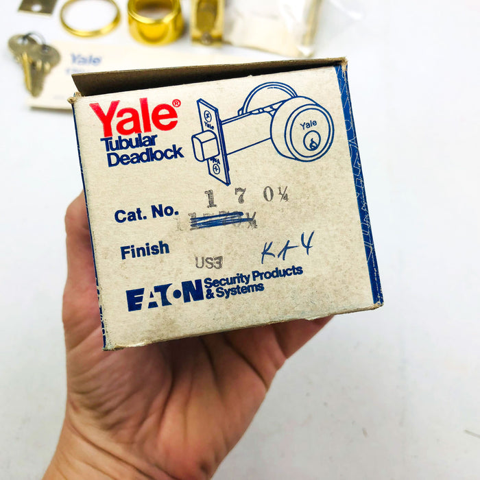 Yale Tubular Deadlock 6 Pin Cylinder Locks 170 1/4 US03 Bright Brass KA4 New NOS