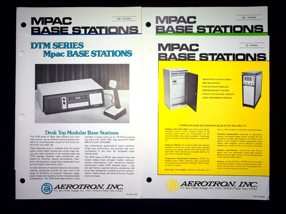 Aerotron MPAC Base Station Brochures Desktop Modular & Cabinet Mount Lot of 4