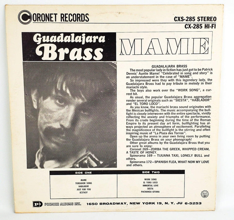 Guadalajara Brass MAME Record 33 RPM LP CX-285 Coronet 1967 2