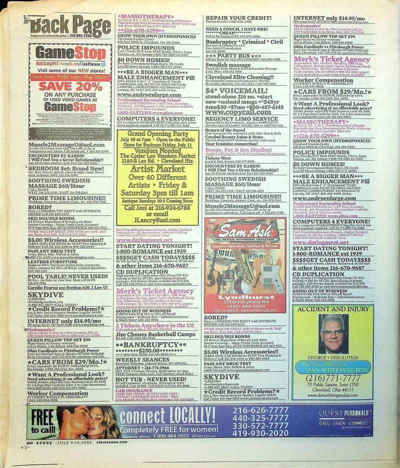 Scene Magazine Cleveland Scene Magazine July 2003 X Band Exene Cervenka California Pu ...