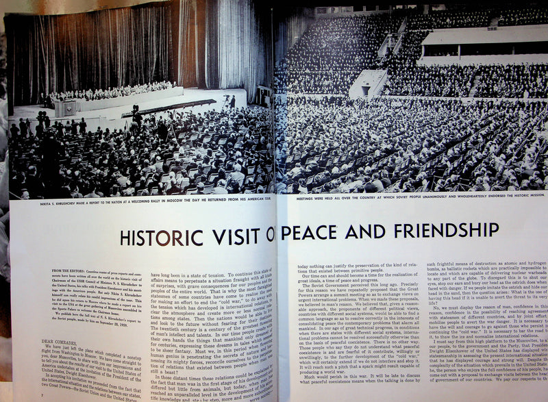 USSR Magazine 1959 President Eisenhower Khrushchev Meeting Soviet Union Holiday 4