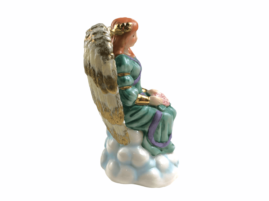 Porcelain Angel Figurine Seated Holding Flowers Classic Collectibles Vintage 3