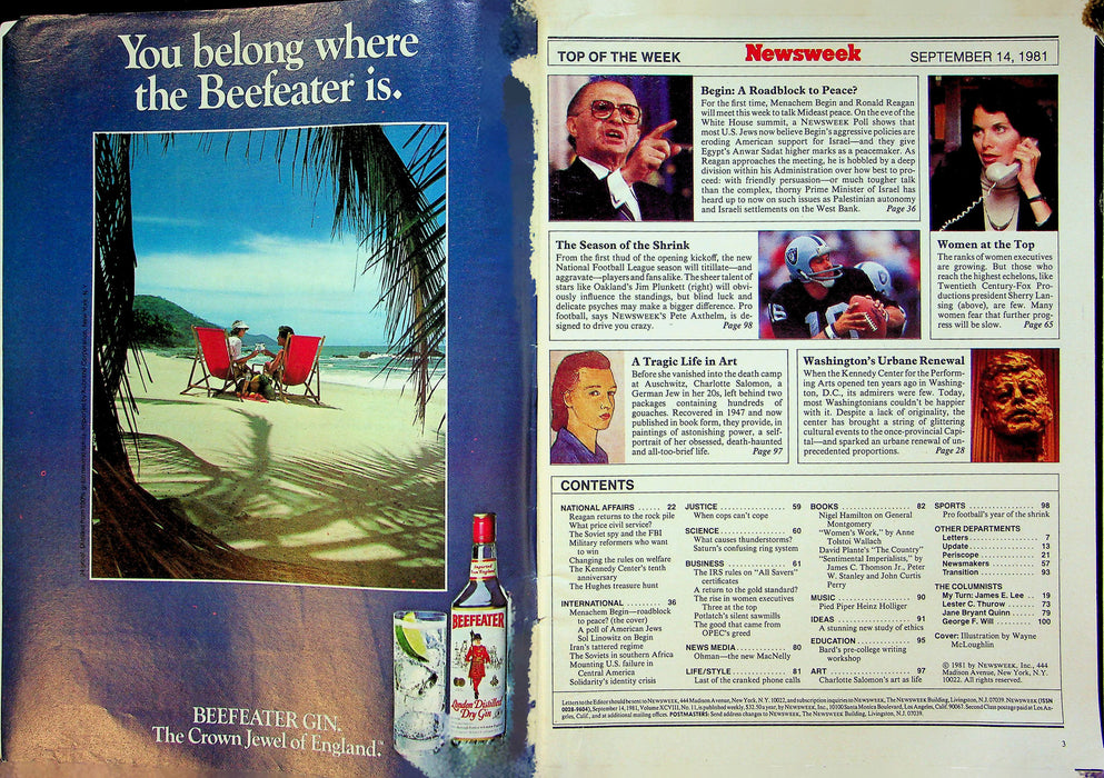 Newsweek Magazine September 14 1981 Roadblock To Peace? The Season Of The Shrink 2