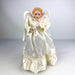 Lighted Angel Tree Topper Christmas Porcelain Fabric Pearls Accents Dove 12" 3