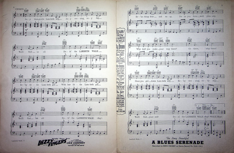Vintage Sheet Music Me And My Girl Lambeth Walk 1937 Noel Gay Lupino Lane Dance 4