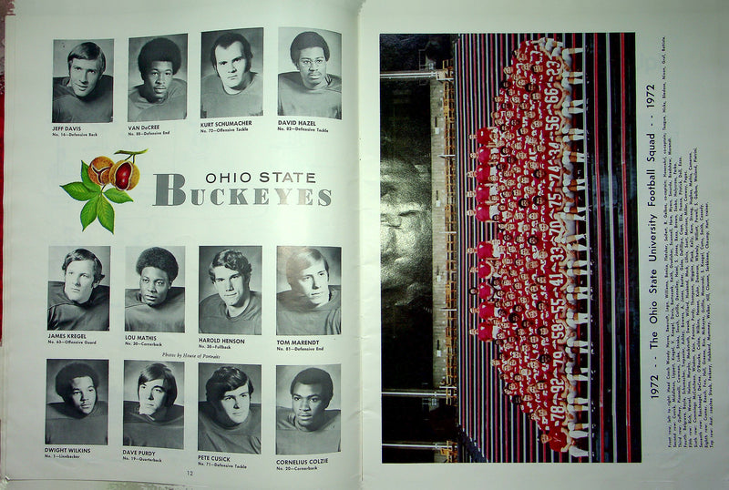 Ohio State Buckeye Football Program Oct 14 1972 Vs. Illinois Fighting Illini